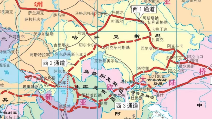 中吉乌铁路路线示意，图自新华网